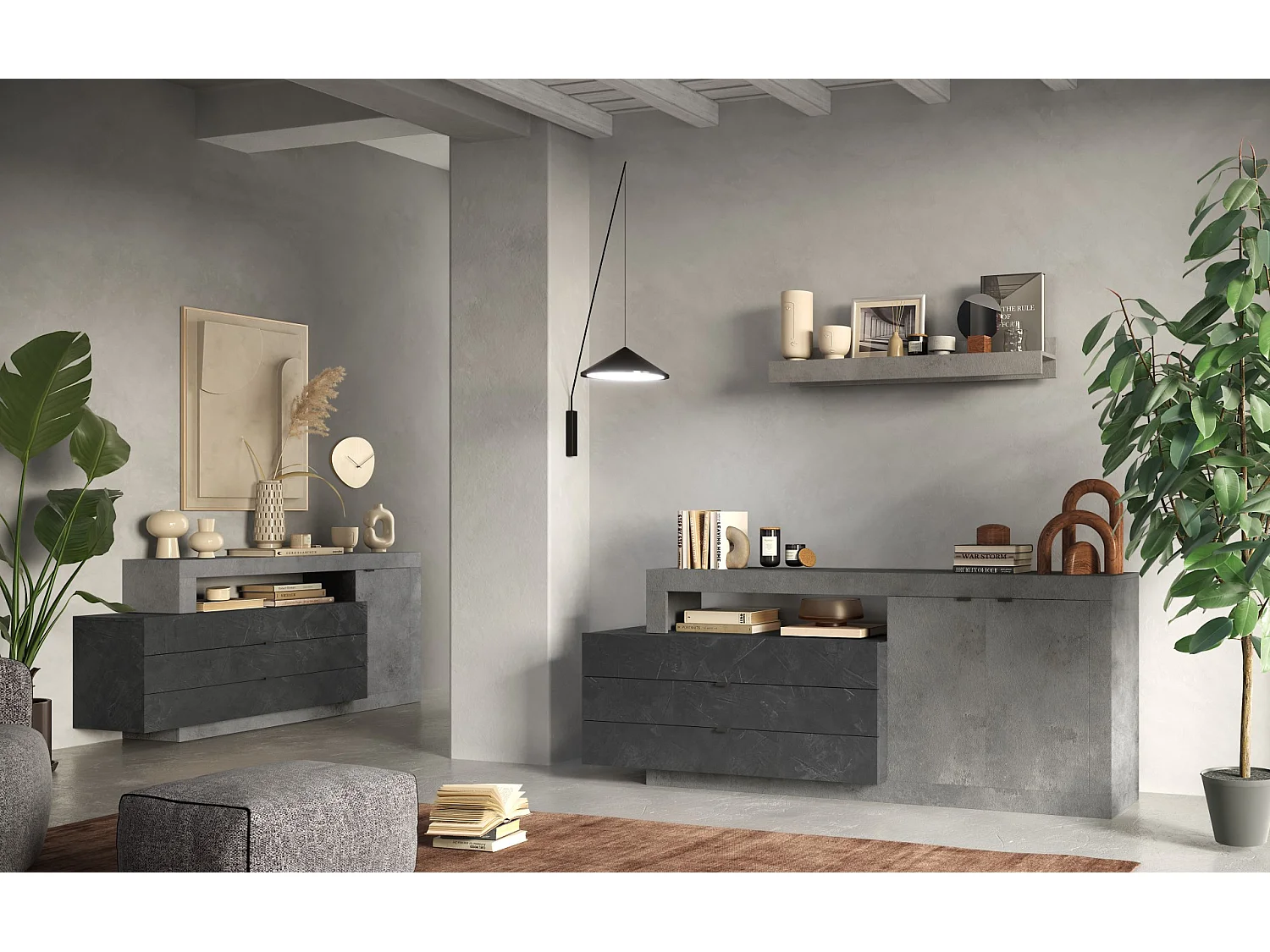 Buffet FREEDOM Béton-plomb 160 cm