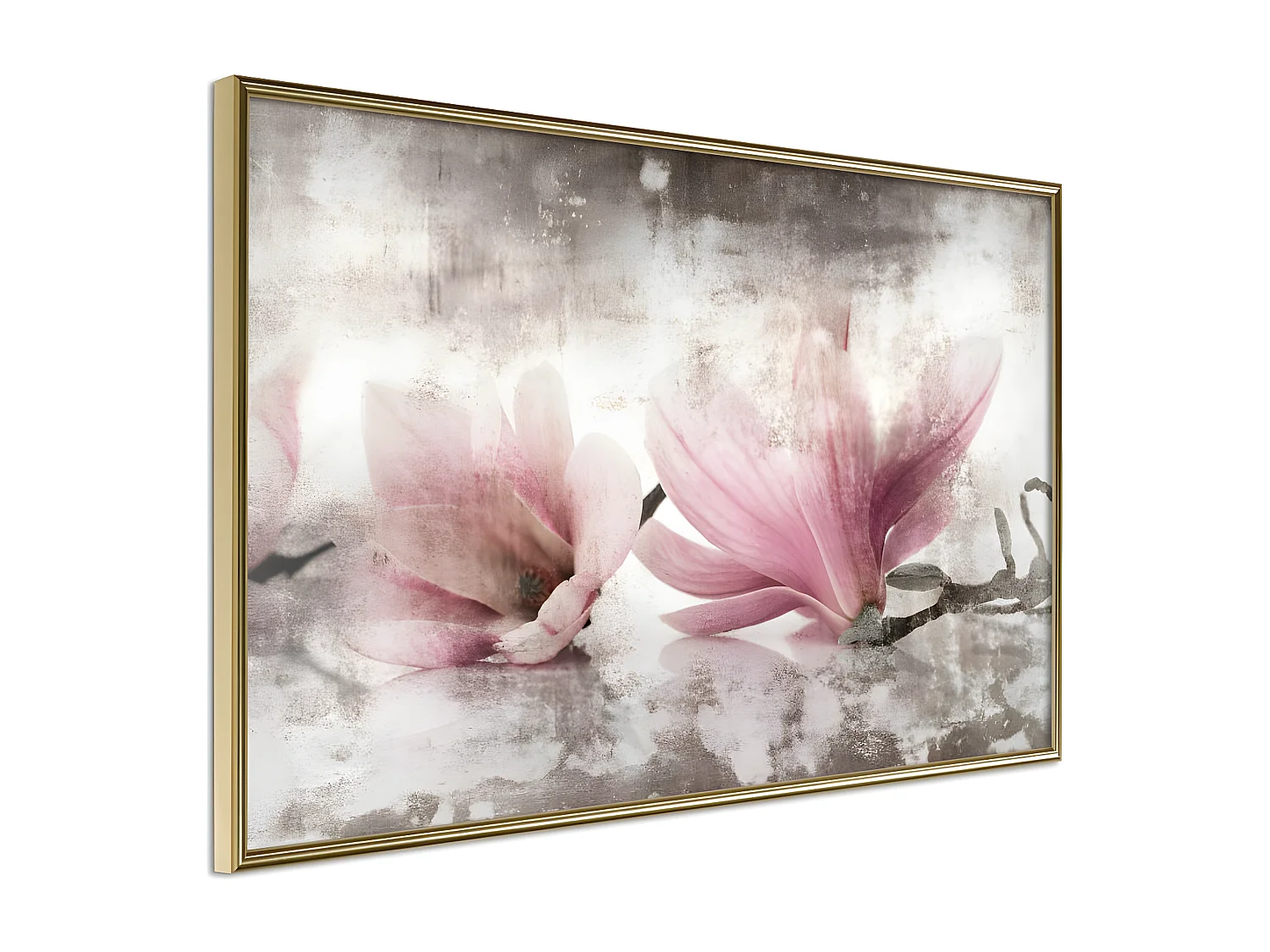 Affiche Murale Encadrée "Picked Magnolias" 90 x 60 cm Or