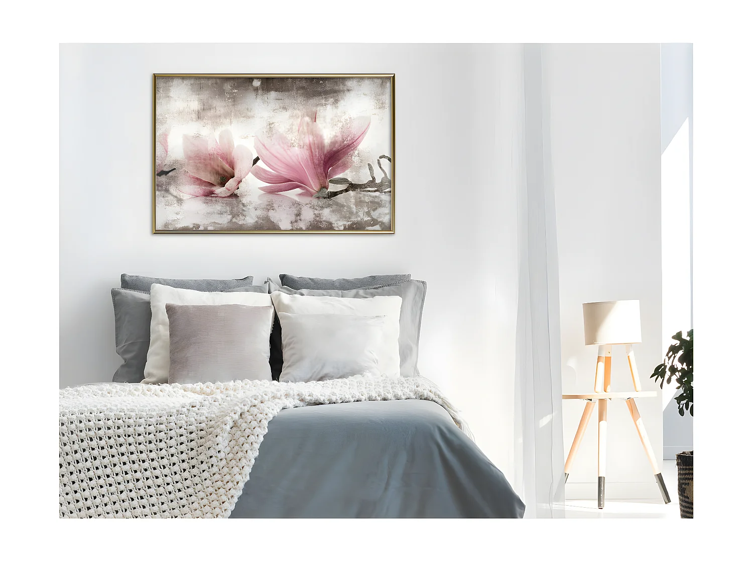 Affiche Murale Encadrée "Picked Magnolias" 90 x 60 cm Or