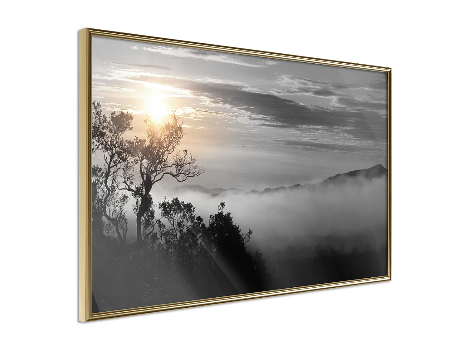 Affiche Murale Encadrée "Fog Valley" 30 x 20 cm Or