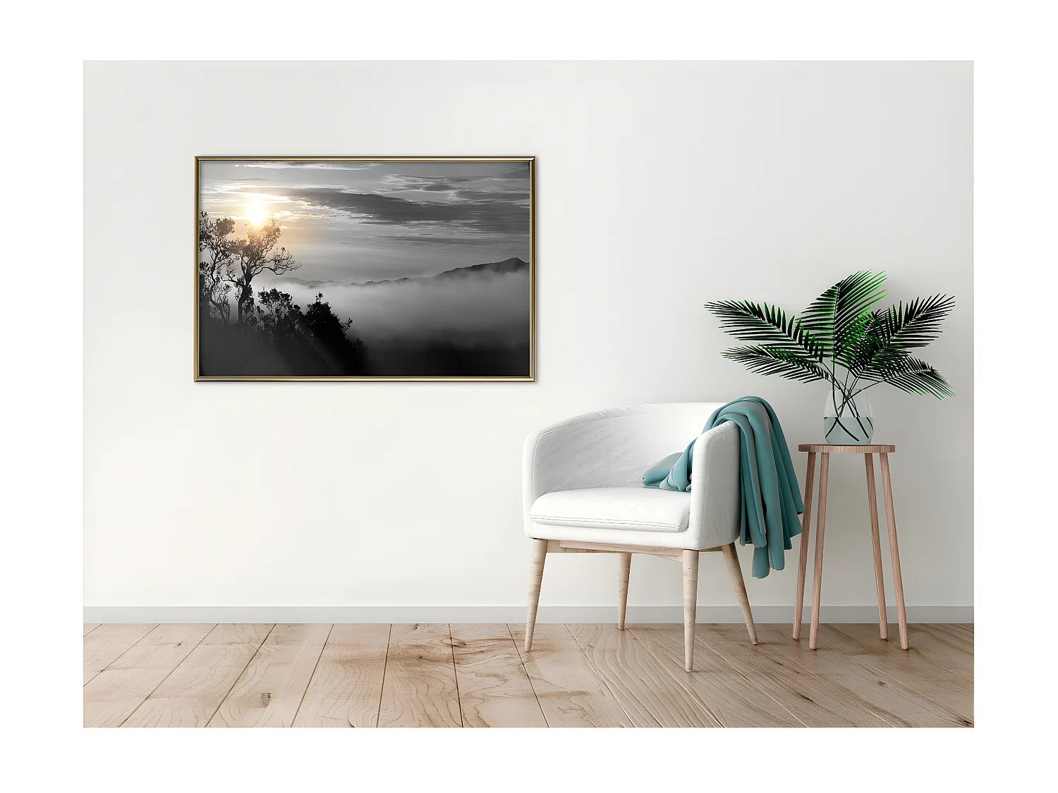 Affiche Murale Encadrée "Fog Valley" 90 x 60 cm Or