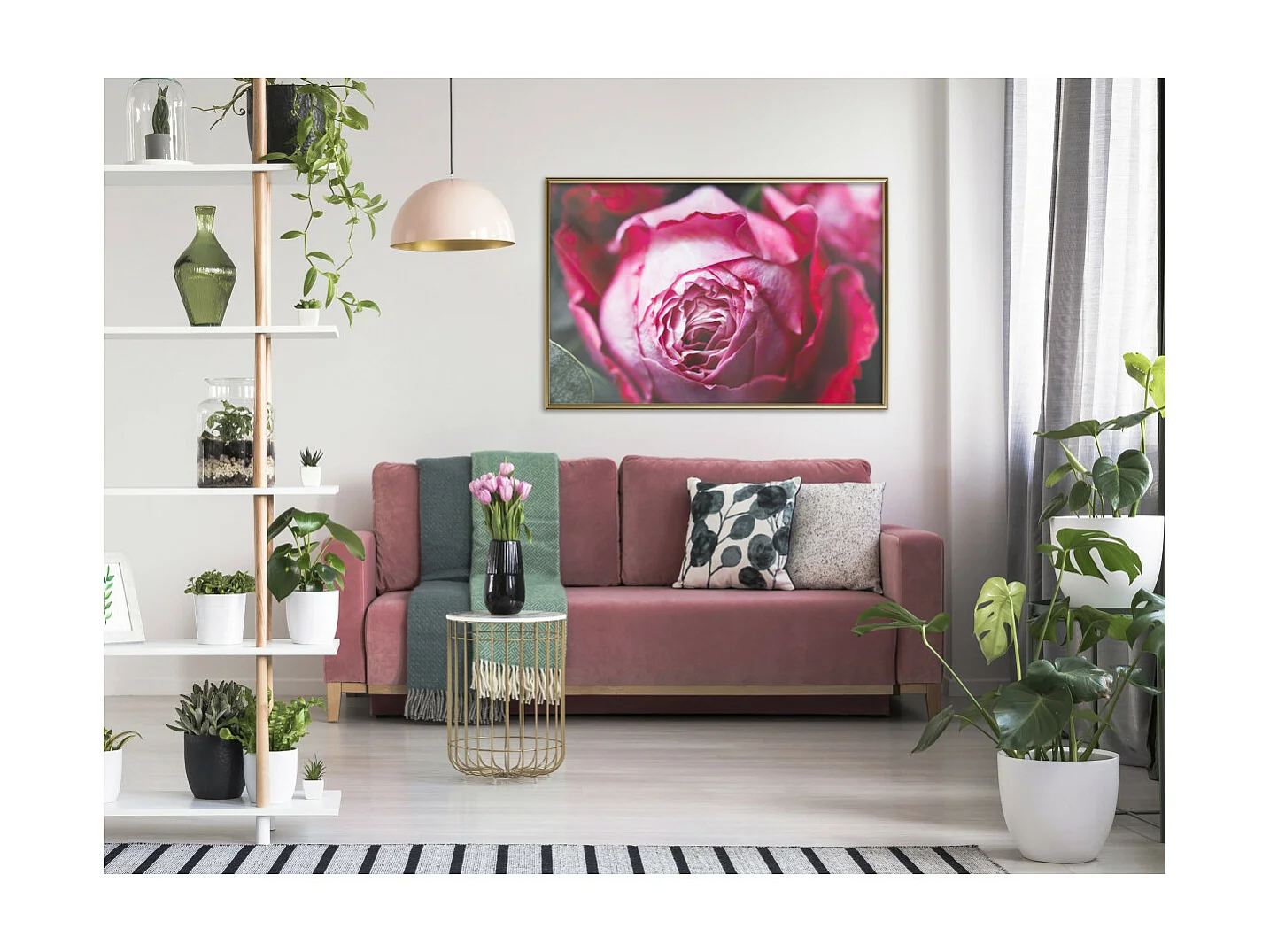 Affiche Murale Encadrée "Blooming Rose" 90 x 60 cm Or