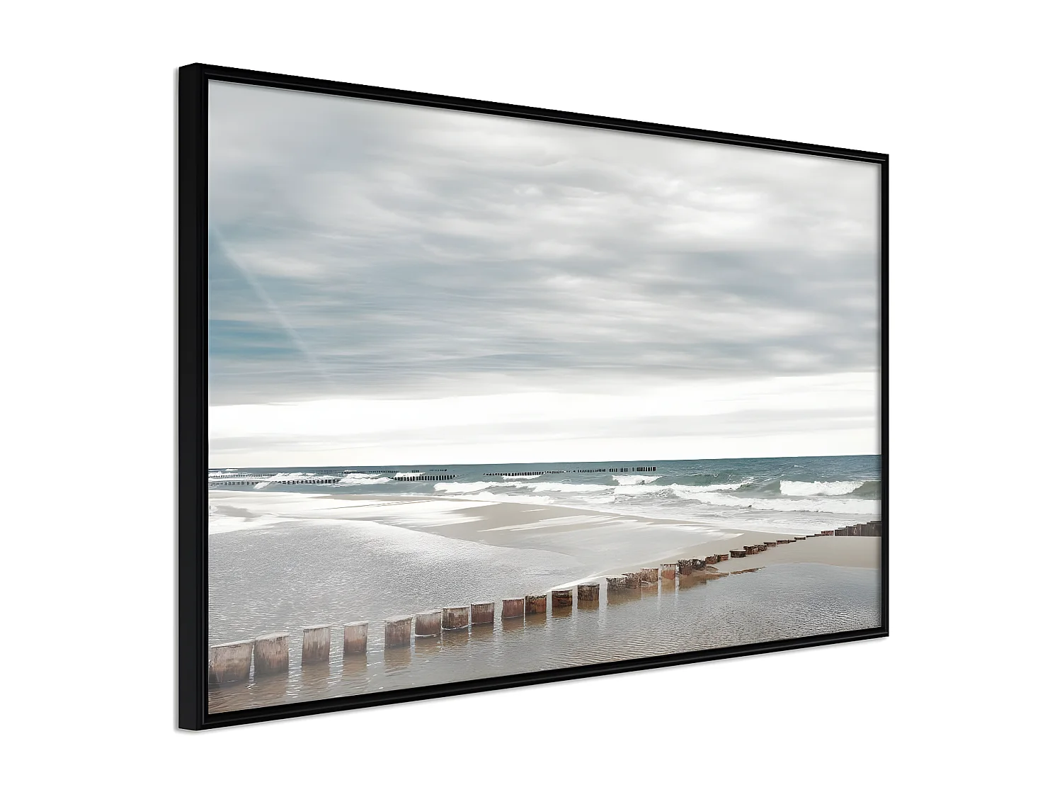 Affiche Murale Encadrée "Chilly Morning at the Seaside" 45 x 30 cm Noir