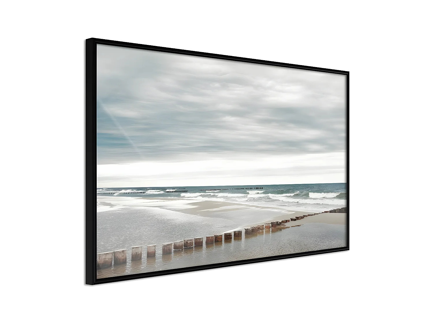 Affiche Murale Encadrée "Chilly Morning at the Seaside" 30 x 20 cm Noir