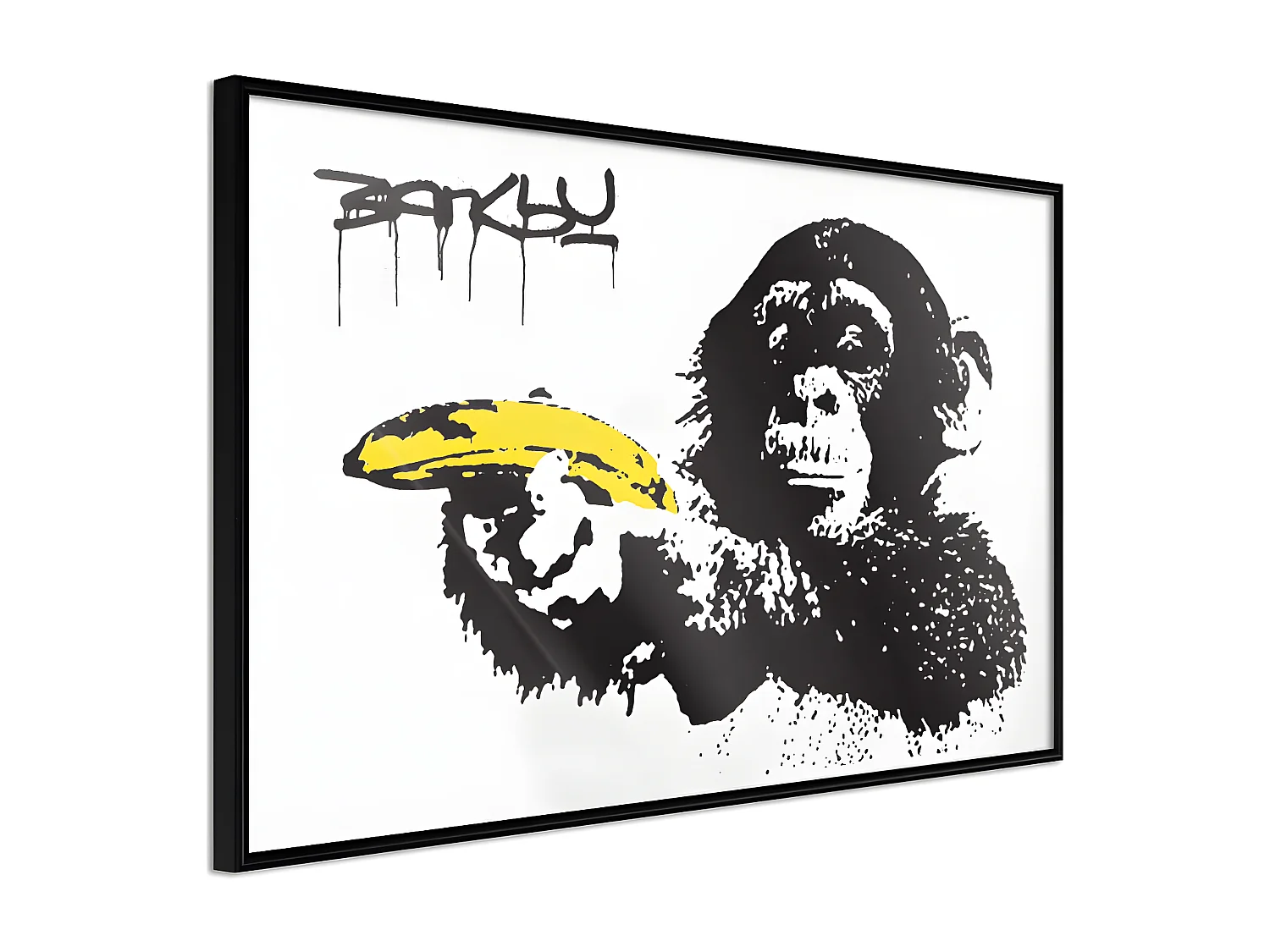 Affiche Murale Encadrée "Banksy Banana Gun I" 45 x 30 cm Noir