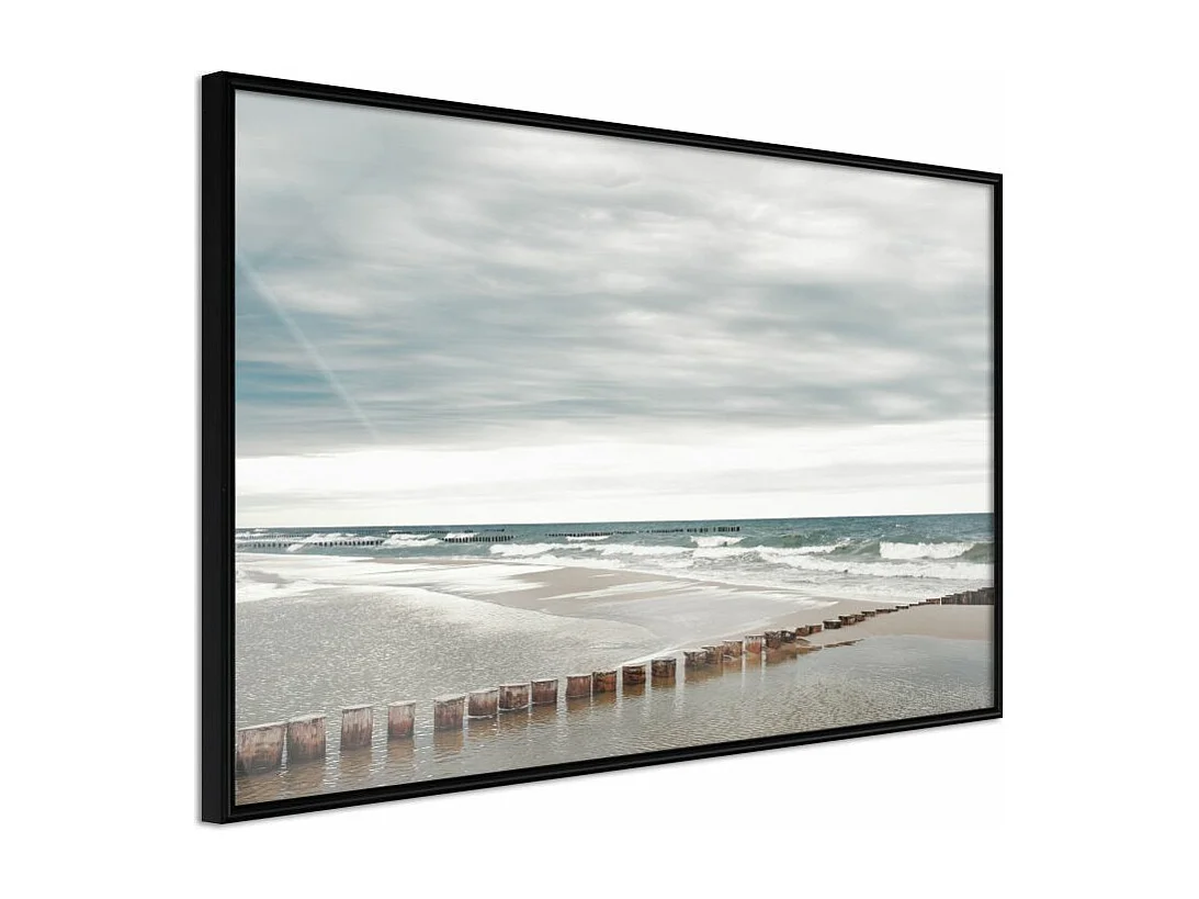 Affiche Murale Encadrée "Chilly Morning at the Seaside" 60 x 40 cm Noir