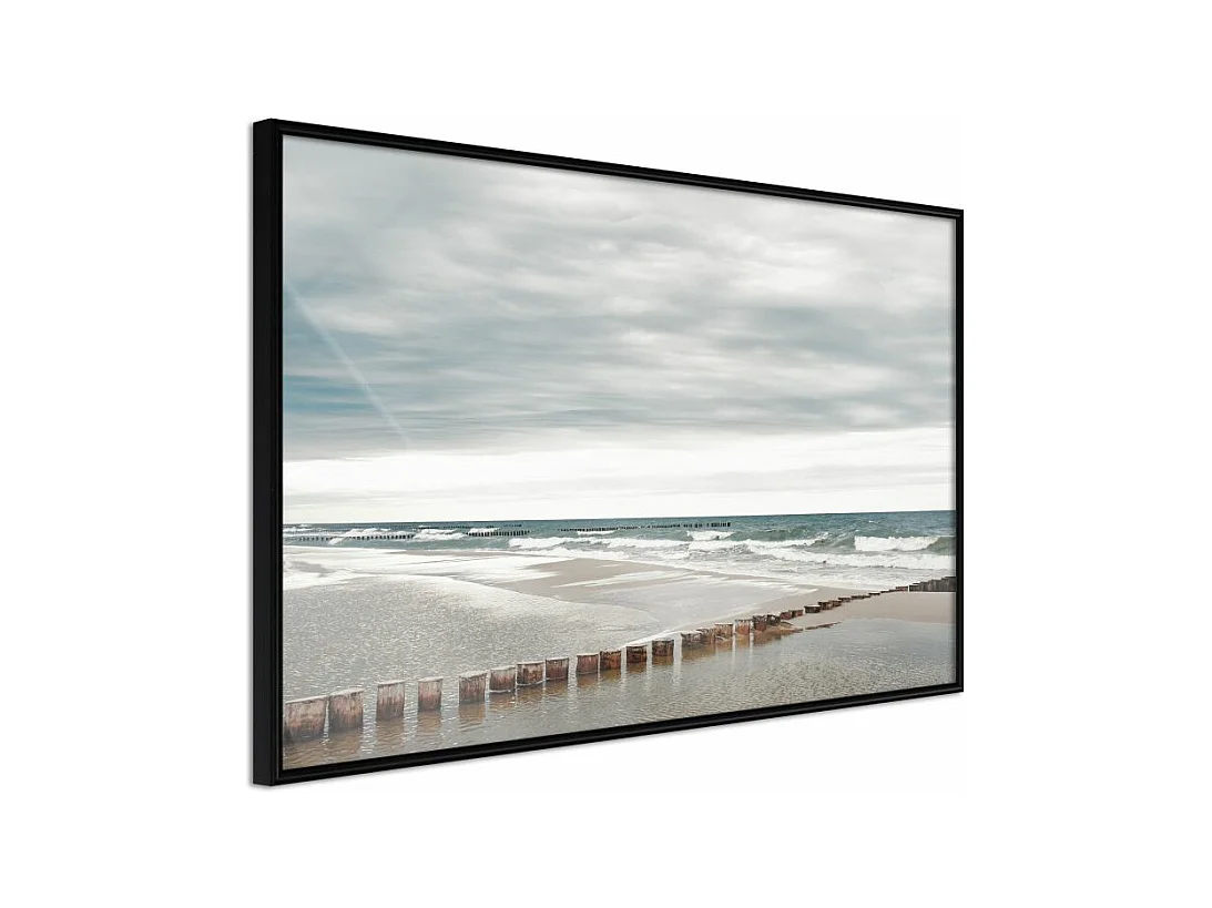 Affiche Murale Encadrée "Chilly Morning at the Seaside" 60 x 40 cm Noir