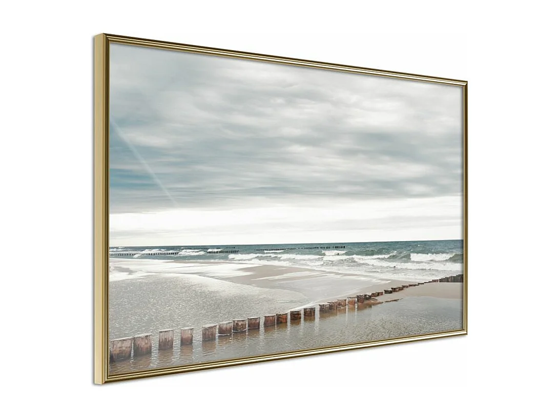 Affiche Murale Encadrée "Chilly Morning at the Seaside" 90 x 60 cm Or