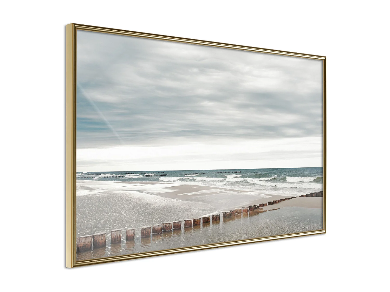 Affiche Murale Encadrée "Chilly Morning at the Seaside" 30 x 20 cm Or