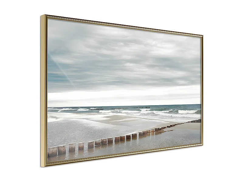 Affiche Murale Encadrée "Chilly Morning at the Seaside" 30 x 20 cm Or