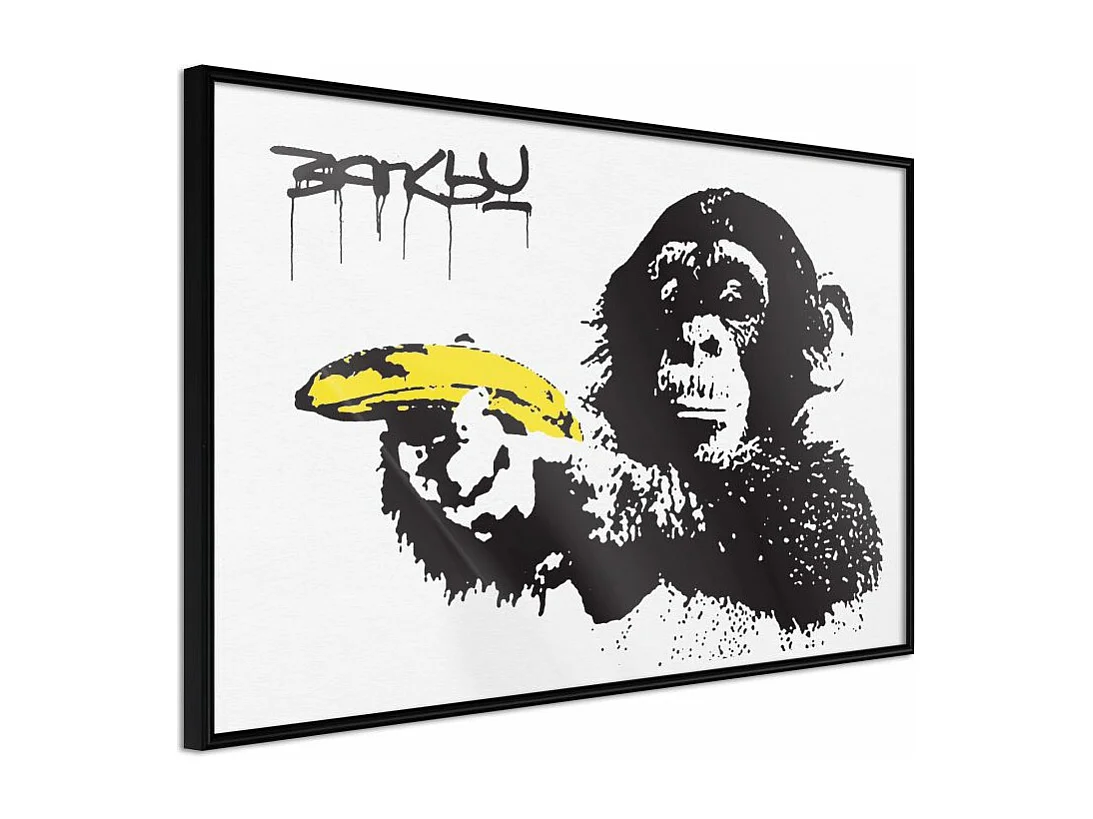 Affiche Murale Encadrée "Banksy Banana Gun I" 60 x 40 cm Noir