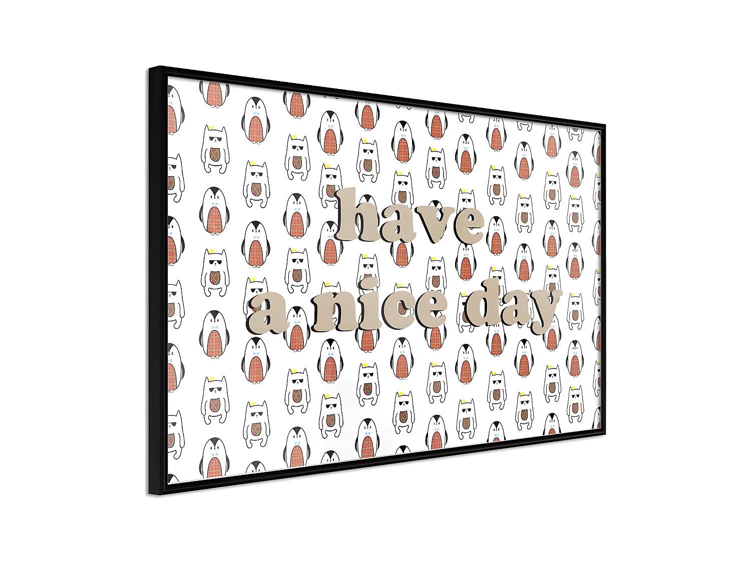 Affiche Murale Encadrée "Animals Wish a Nice Day" 60 x 40 cm Noir