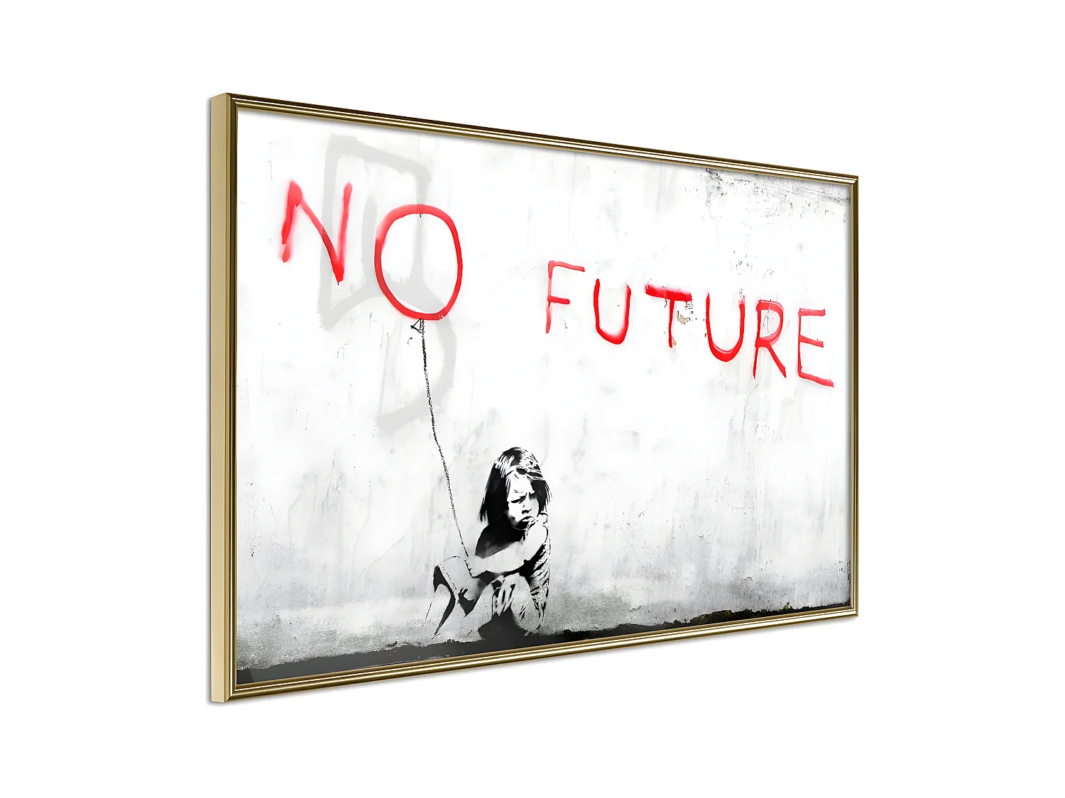 Affiche Murale Encadrée "Banksy No Future" 30 x 20 cm Or