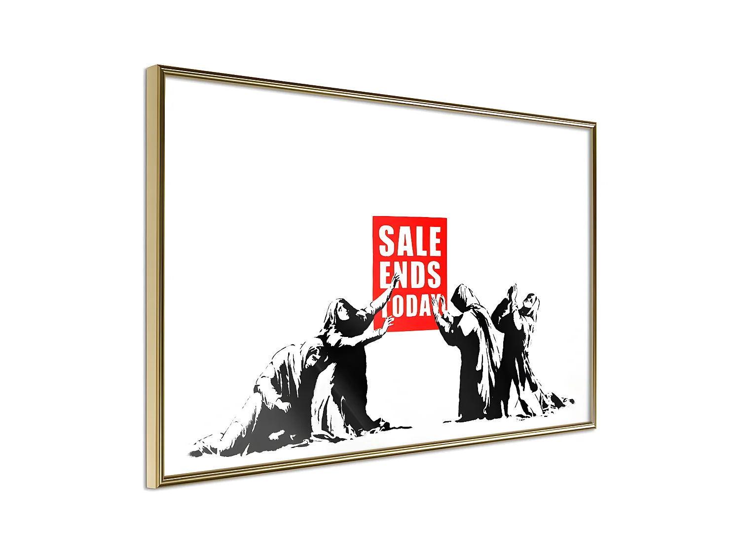 Affiche Murale Encadrée "Banksy Sale Ends" 45 x 30 cm Or