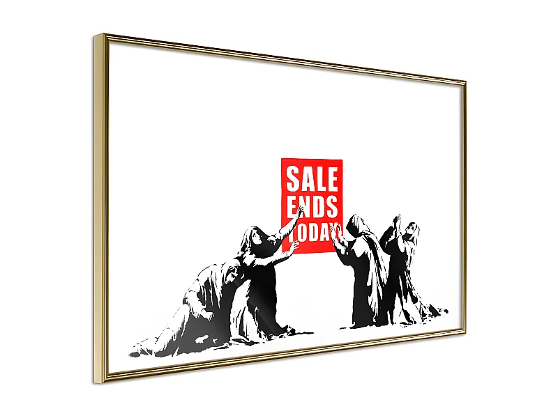 Affiche Murale Encadrée "Banksy Sale Ends" 45 x 30 cm Or