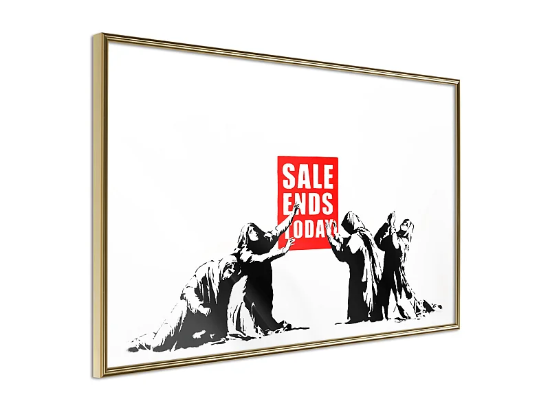 Affiche Murale Encadrée "Banksy Sale Ends" 45 x 30 cm Or