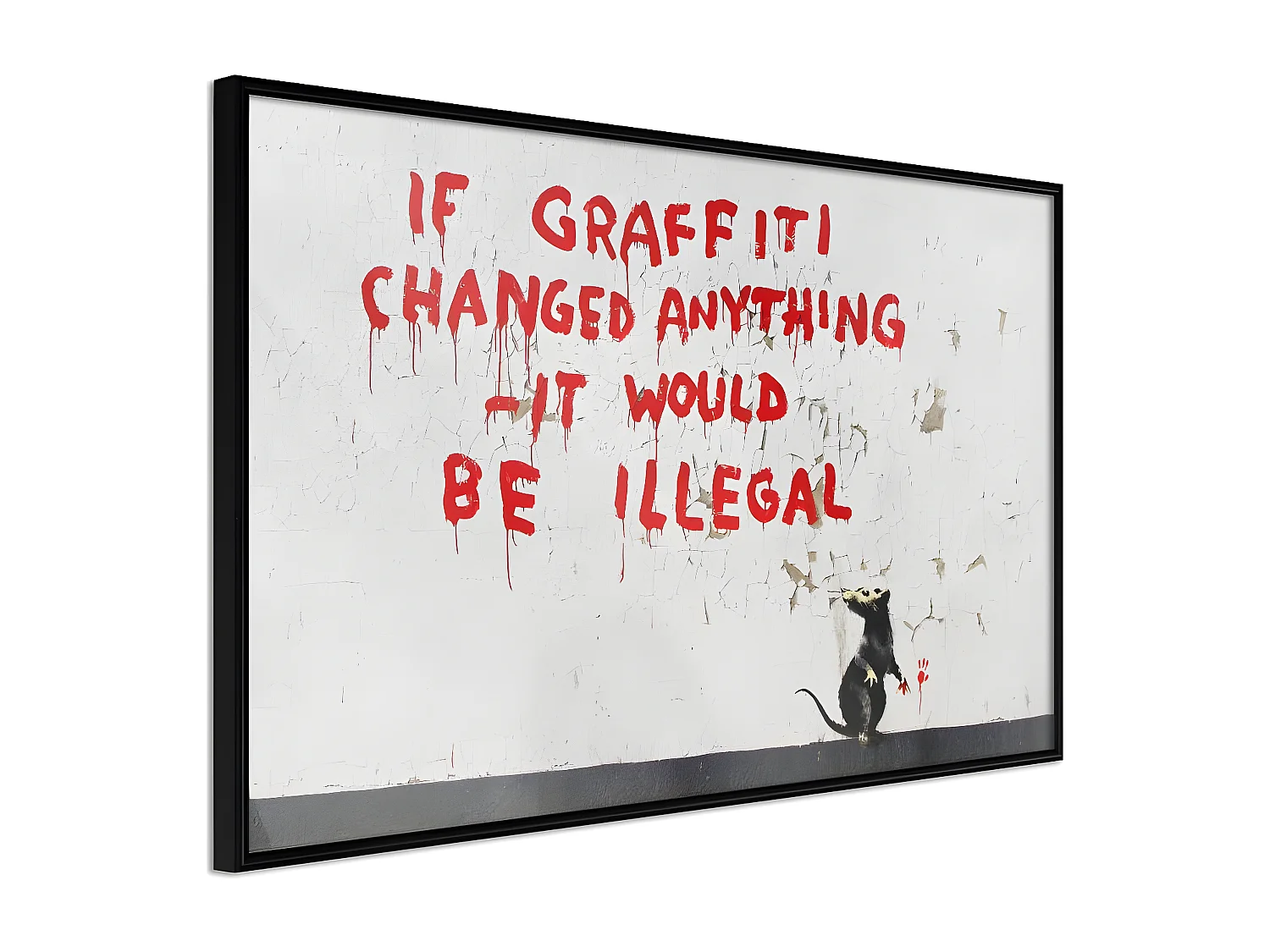 Affiche Murale Encadrée "Banksy If Graffiti Changed Anything" 45 x 30 cm Noir