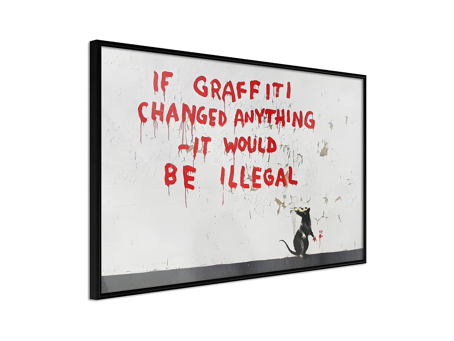 Affiche Murale Encadrée "Banksy If Graffiti Changed Anything" 45 x 30 cm Noir
