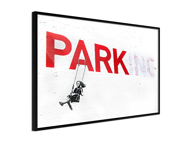 Affiche Murale Encadrée "Banksy Parking" 30 x 20 cm Noir