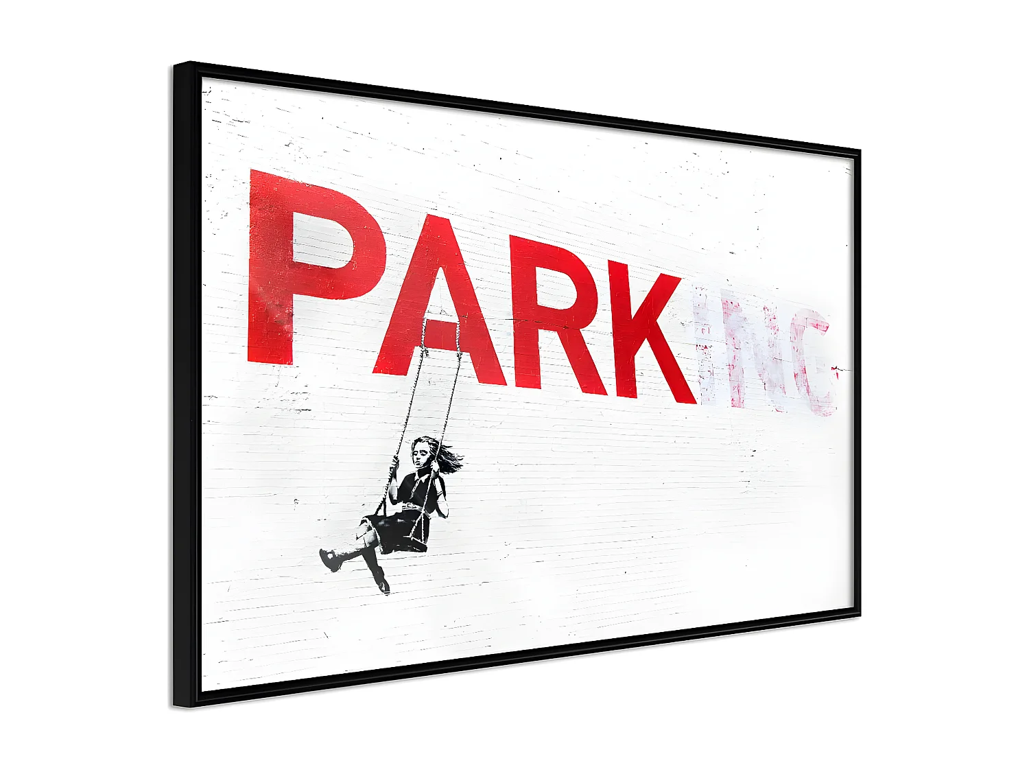 Affiche Murale Encadrée "Banksy Parking" 30 x 20 cm Noir