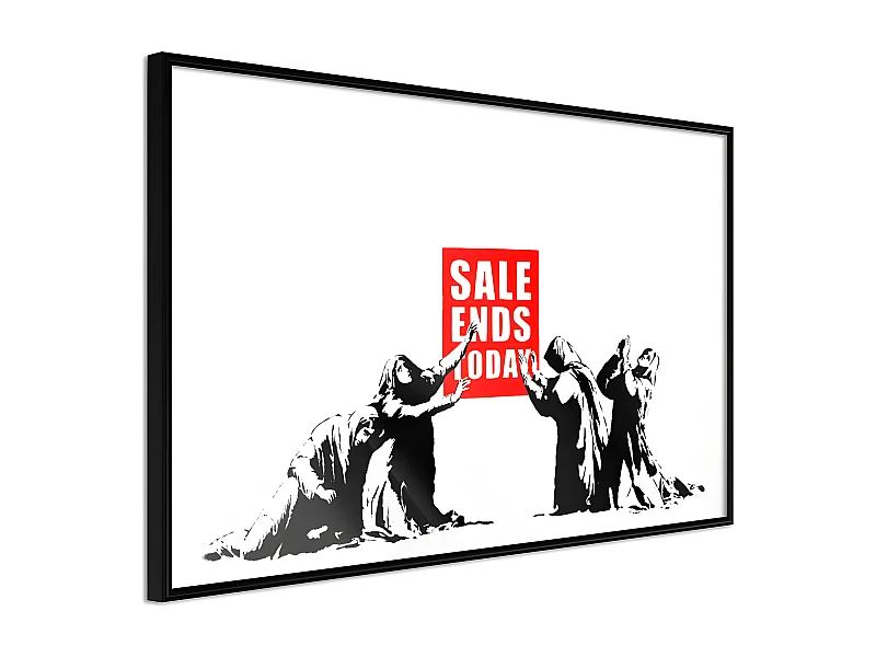 Affiche Murale Encadrée "Banksy Sale Ends" 60 x 40 cm Noir