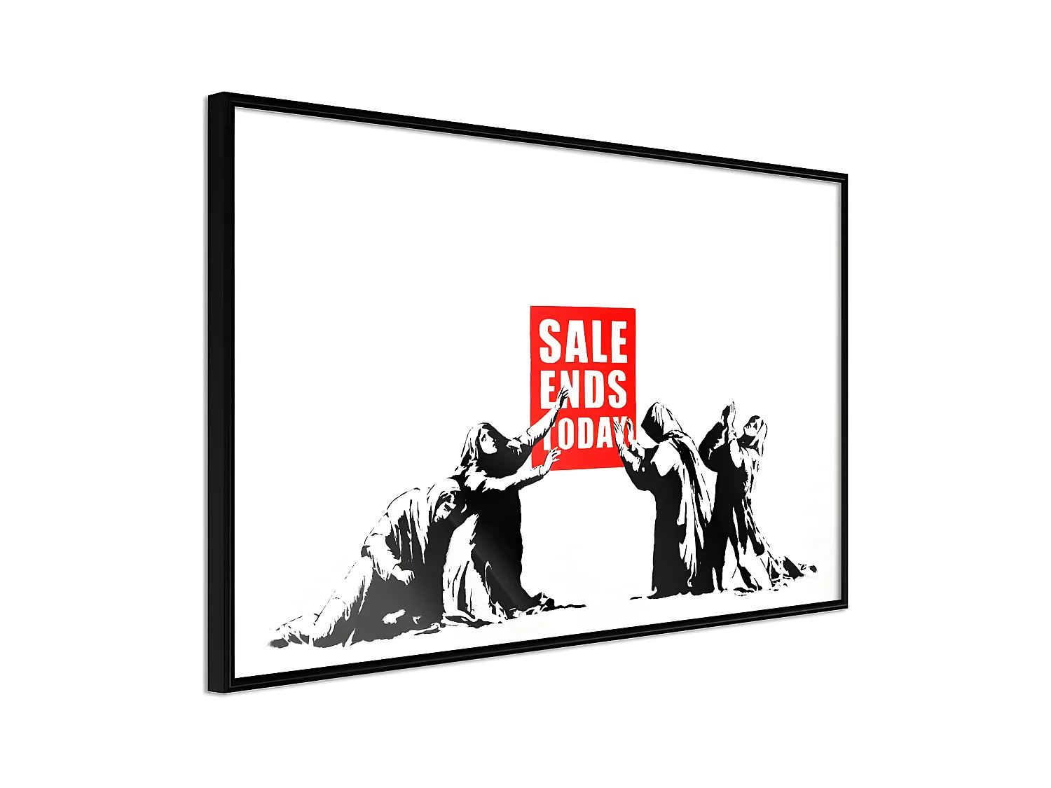 Affiche Murale Encadrée "Banksy Sale Ends" 60 x 40 cm Noir