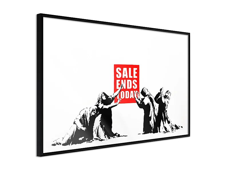 Affiche Murale Encadrée "Banksy Sale Ends" 60 x 40 cm Noir