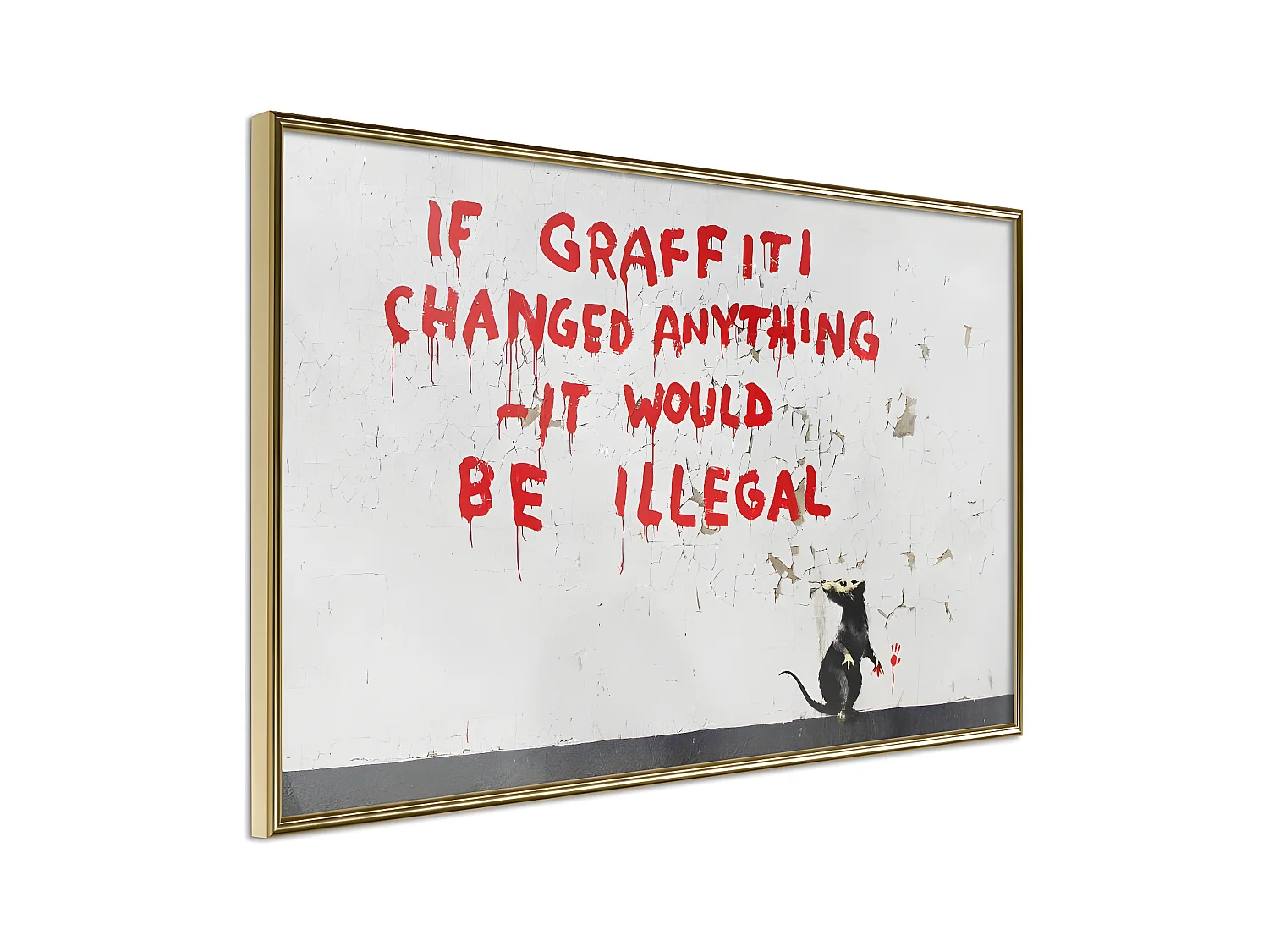 Affiche Murale Encadrée "Banksy If Graffiti Changed Anything" 90 x 60 cm Or