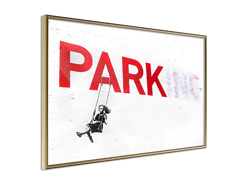 Affiche Murale Encadrée "Banksy Parking" 60 x 40 cm Or