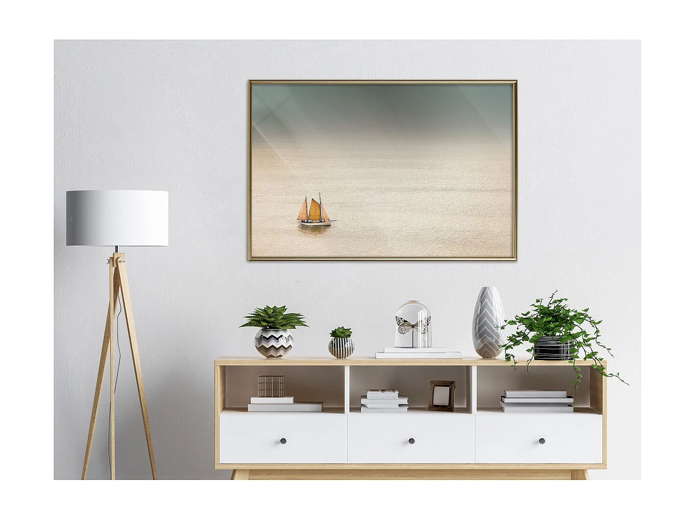 Affiche Murale Encadrée "Lonely Cruise" 90 x 60 cm Or