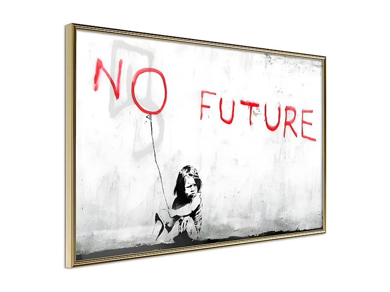 Affiche Murale Encadrée "Banksy No Future" 45 x 30 cm Or