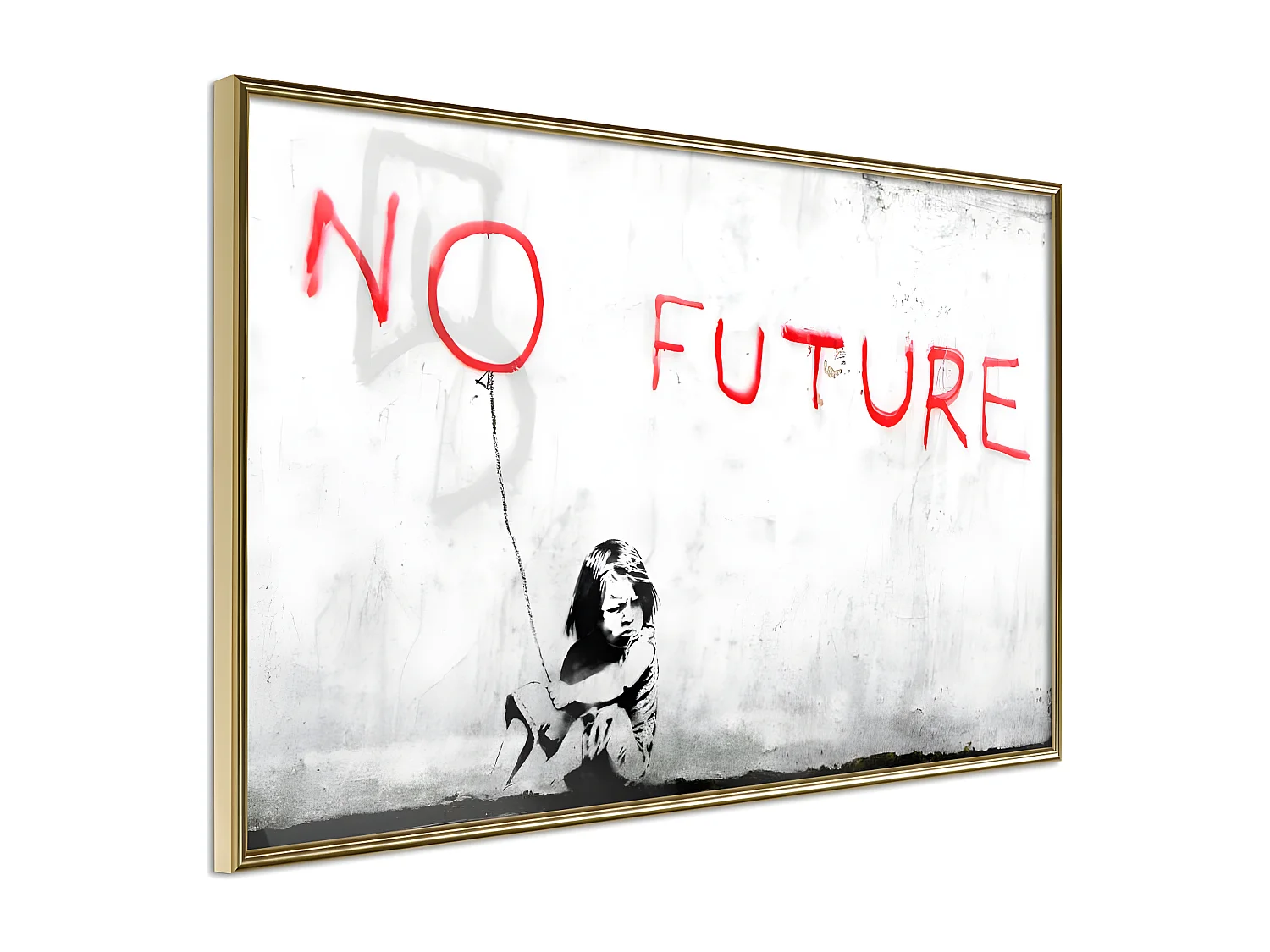Affiche Murale Encadrée "Banksy No Future" 45 x 30 cm Or