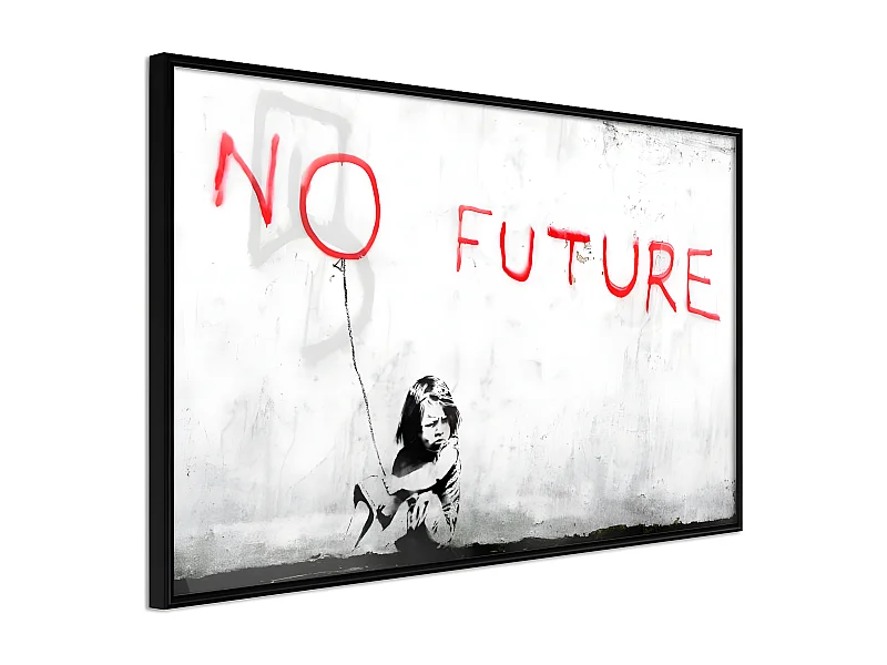 Affiche Murale Encadrée "Banksy No Future" 30 x 20 cm Noir