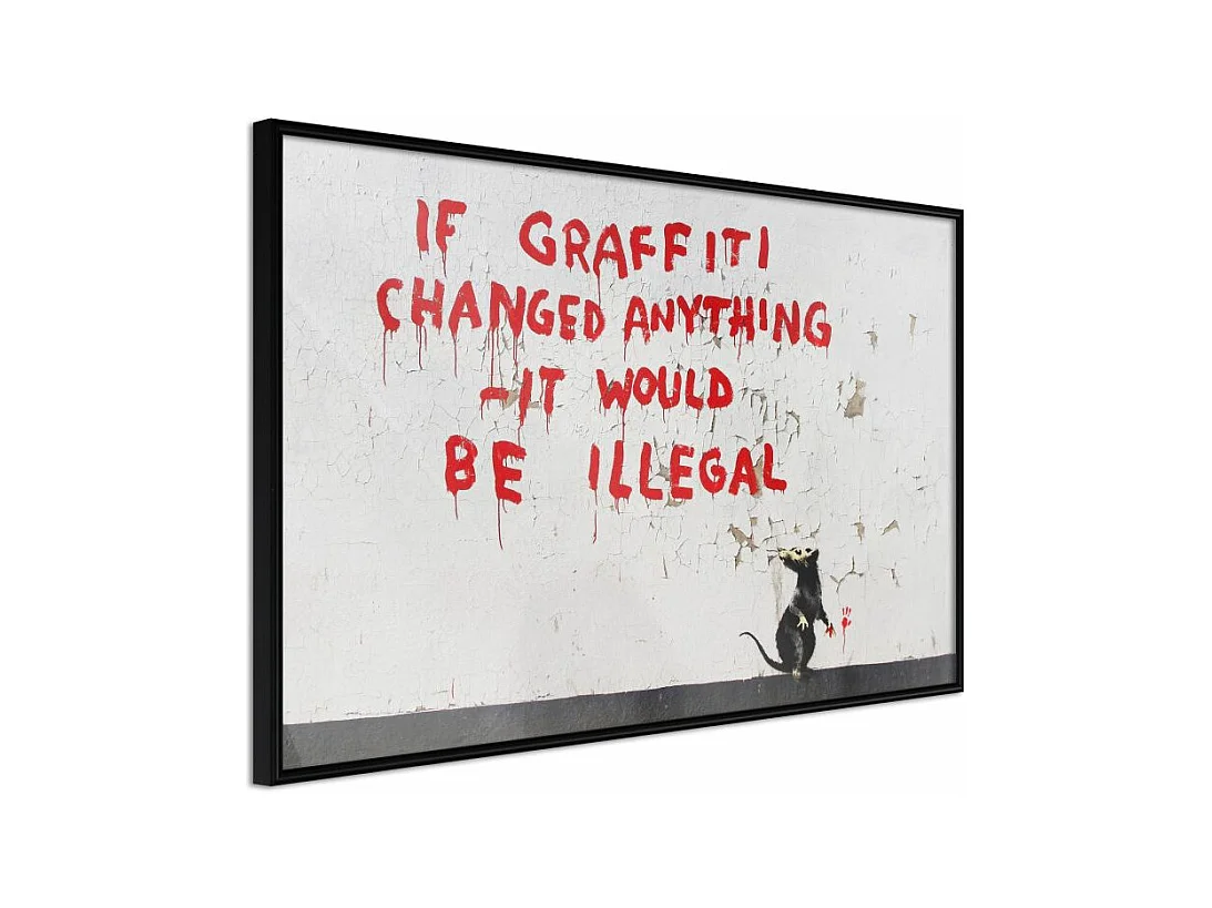 Affiche Murale Encadrée "Banksy If Graffiti Changed Anything" 90 x 60 cm Noir