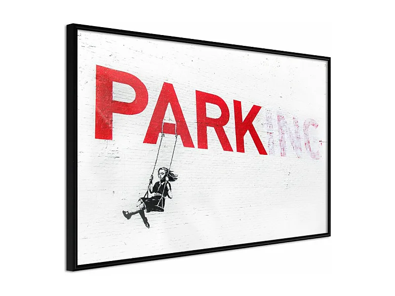 Affiche Murale Encadrée "Banksy Parking" 60 x 40 cm Noir