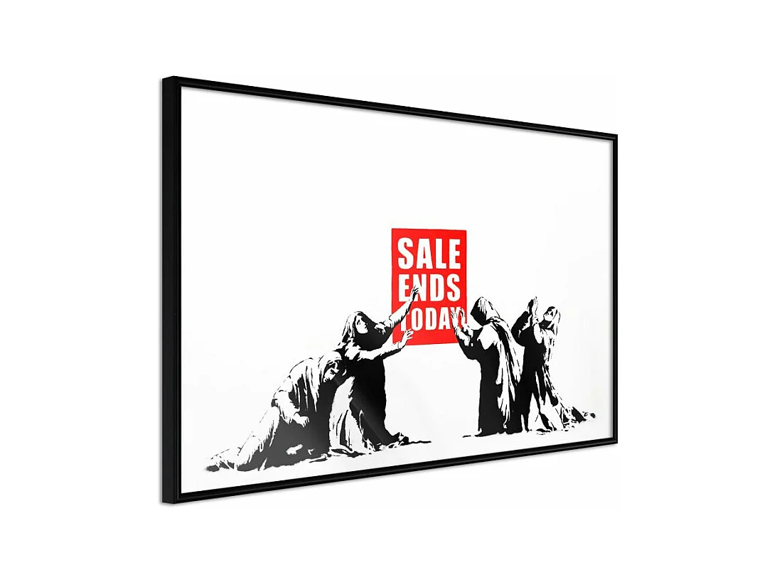 Affiche Murale Encadrée "Banksy Sale Ends" 90 x 60 cm Noir