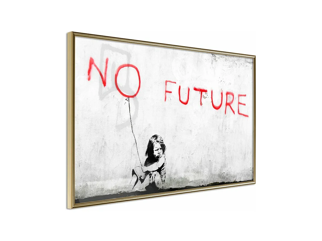 Affiche Murale Encadrée "Banksy No Future" 90 x 60 cm Or