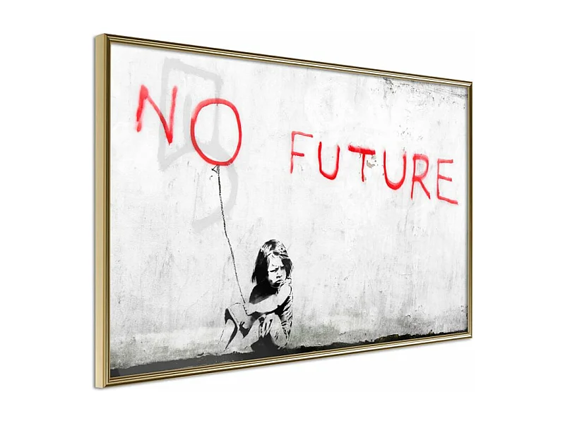 Affiche Murale Encadrée "Banksy No Future" 90 x 60 cm Or