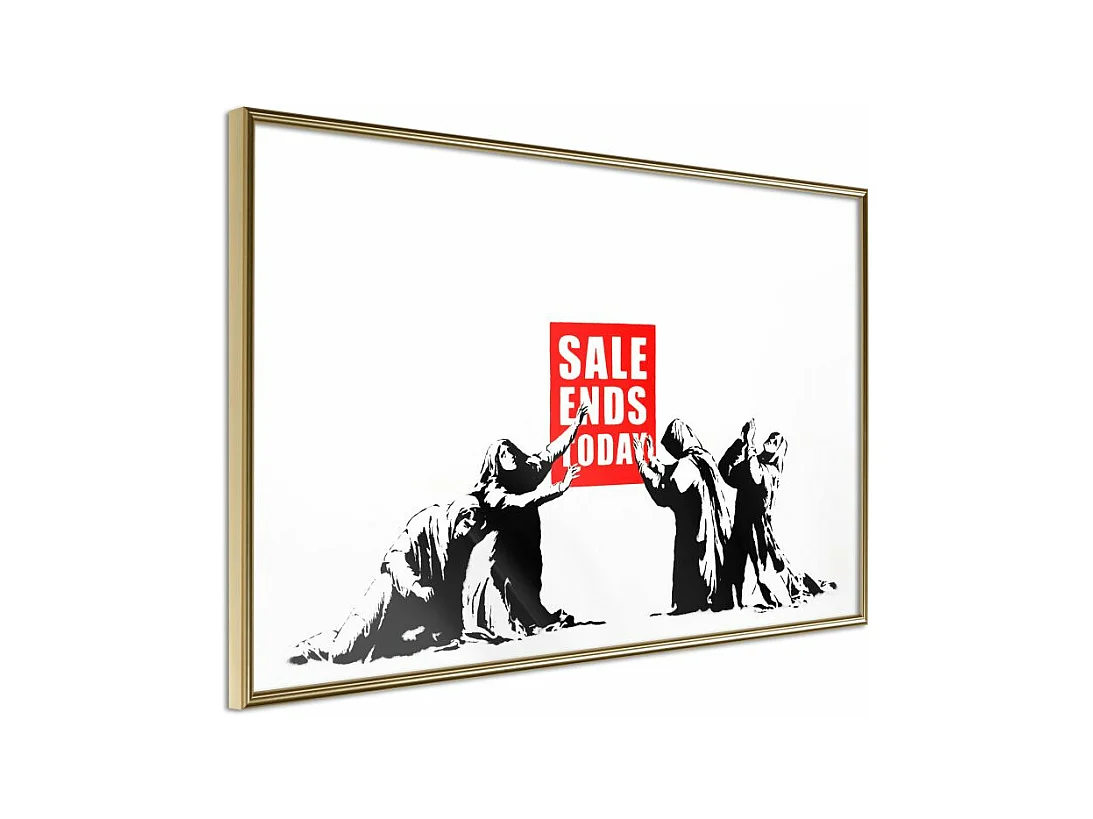 Affiche Murale Encadrée "Banksy Sale Ends" 60 x 40 cm Or