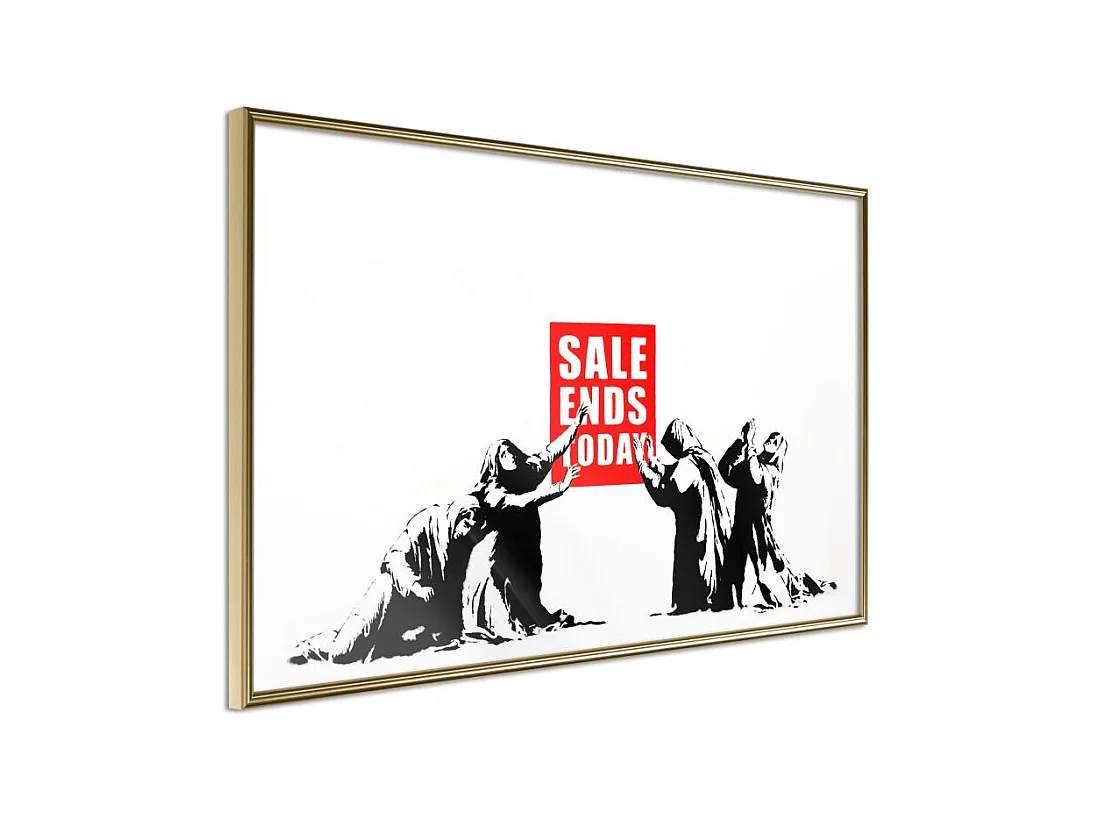 Affiche Murale Encadrée "Banksy Sale Ends" 90 x 60 cm Or