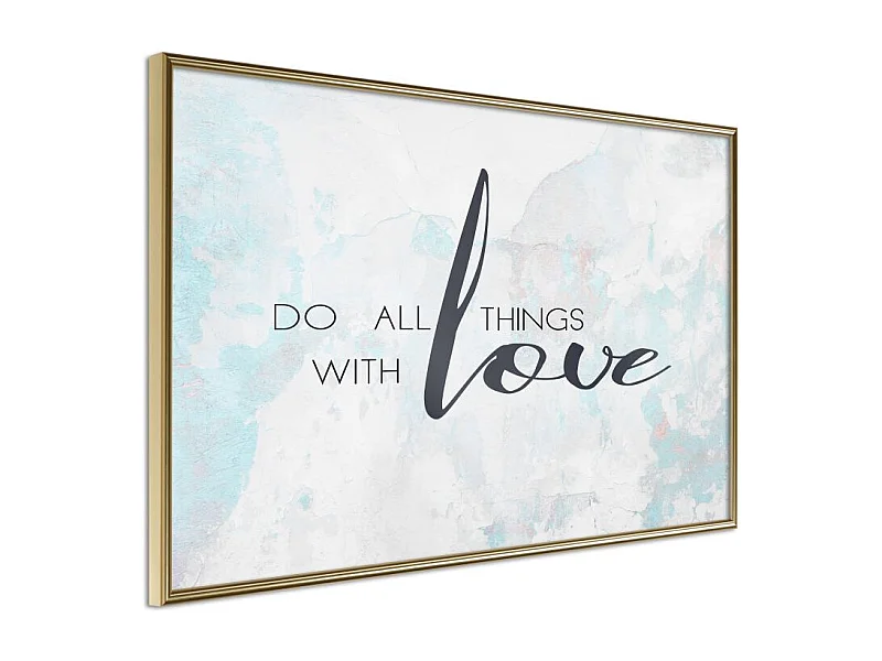 Affiche Murale Encadrée "With Love" 30 x 20 cm Or