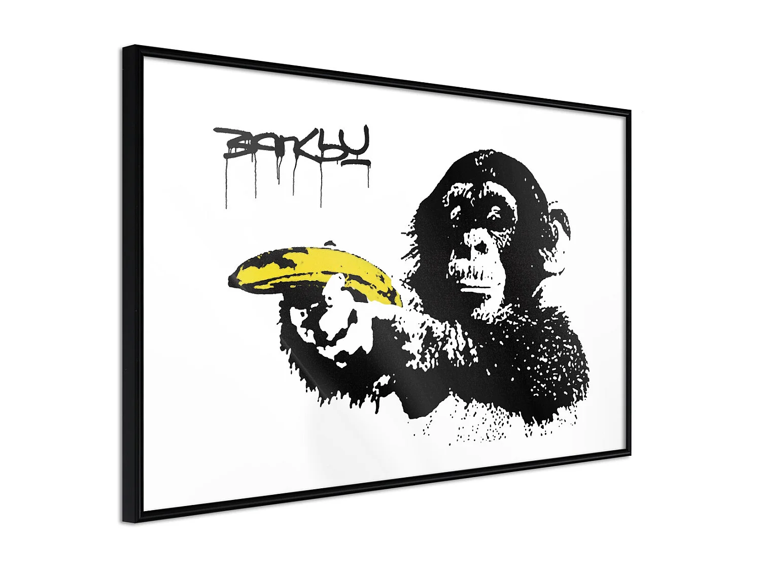 Affiche Murale Encadrée "Banksy Banana Gun II" 60 x 40 cm Noir