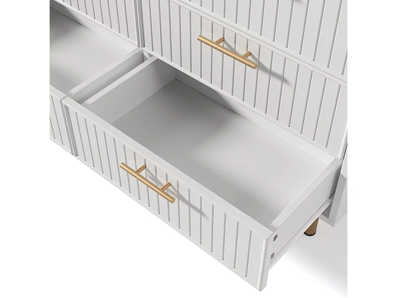 Ladekast versierd met verticale strepen - 6 lades - Wit