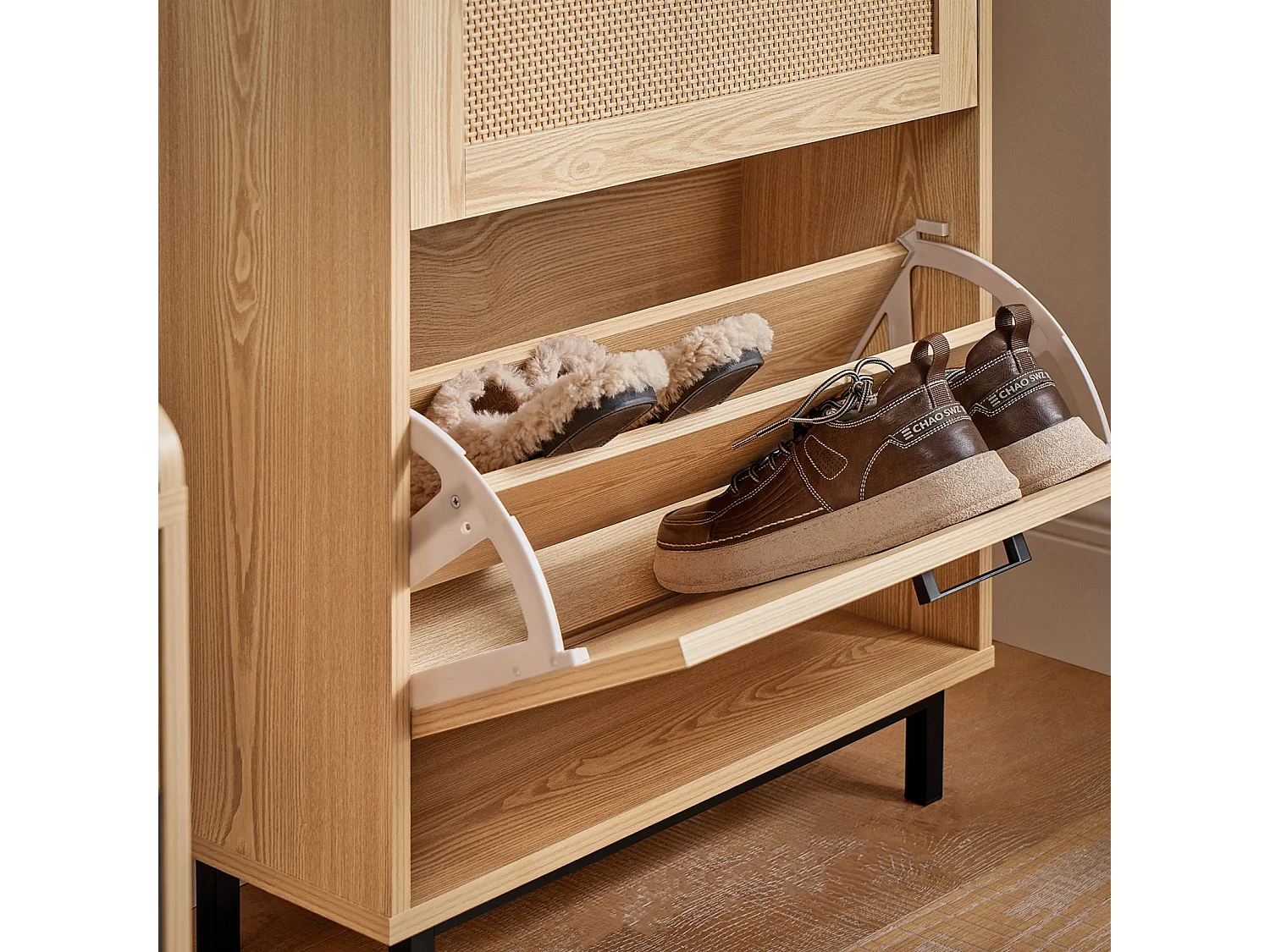 Organizador para Zapatos Estrecho con 3 Solapas Zapatero de Entrada 60 x 24 x 127 cm Madera FSR155-N SoBuy ES