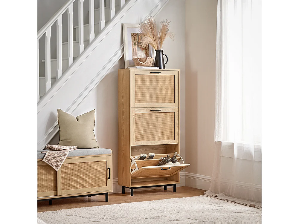 Organizador para Zapatos Estrecho con 3 Solapas Zapatero de Entrada 60 x 24 x 127 cm Madera FSR155-N SoBuy ES