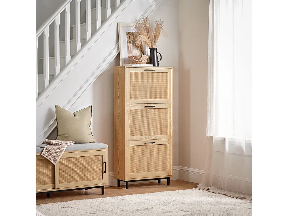 Organizador para Zapatos Estrecho con 3 Solapas Zapatero de Entrada 60 x 24 x 127 cm Madera FSR155-N SoBuy ES