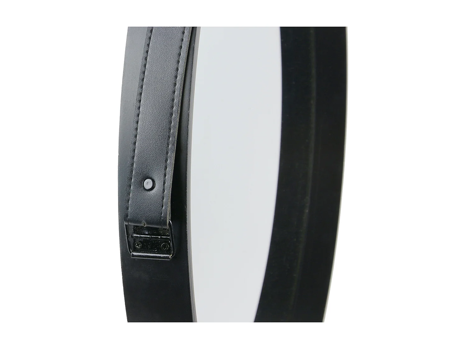 Miroir Rond Avec Anse Pu Noir 50cm Noir