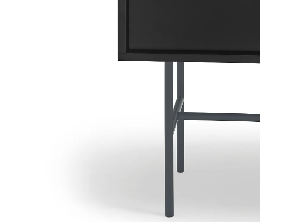 Nube - Buffet avec porte coulissante en bois L180cm - Gris et noir