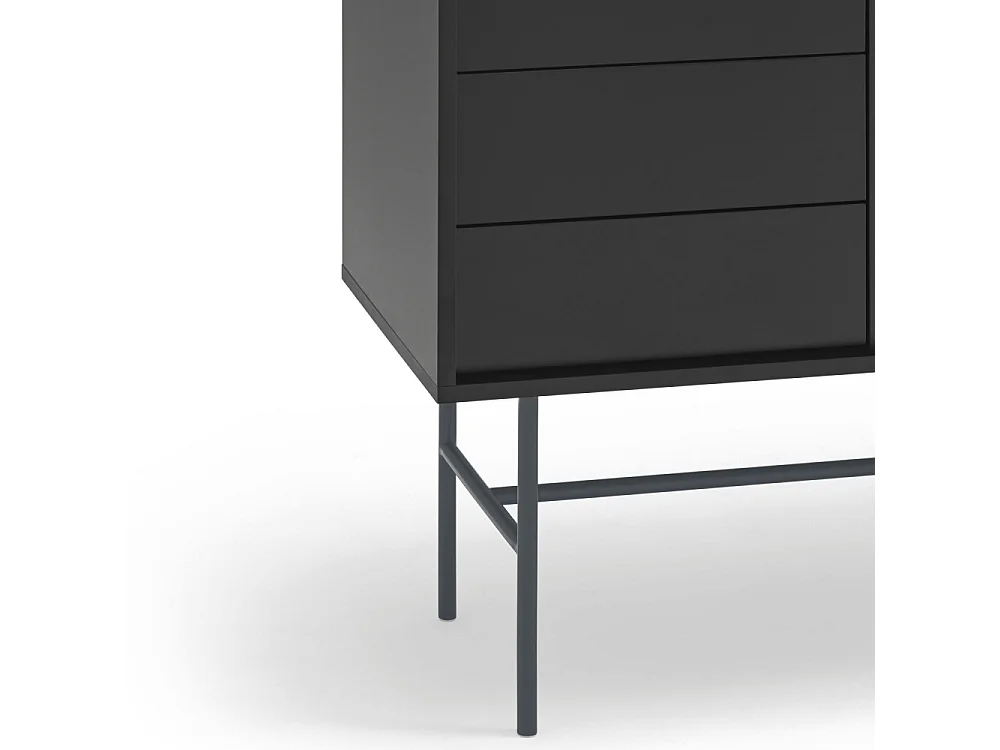 Nube - Buffet avec porte coulissante en bois L180cm - Gris et noir