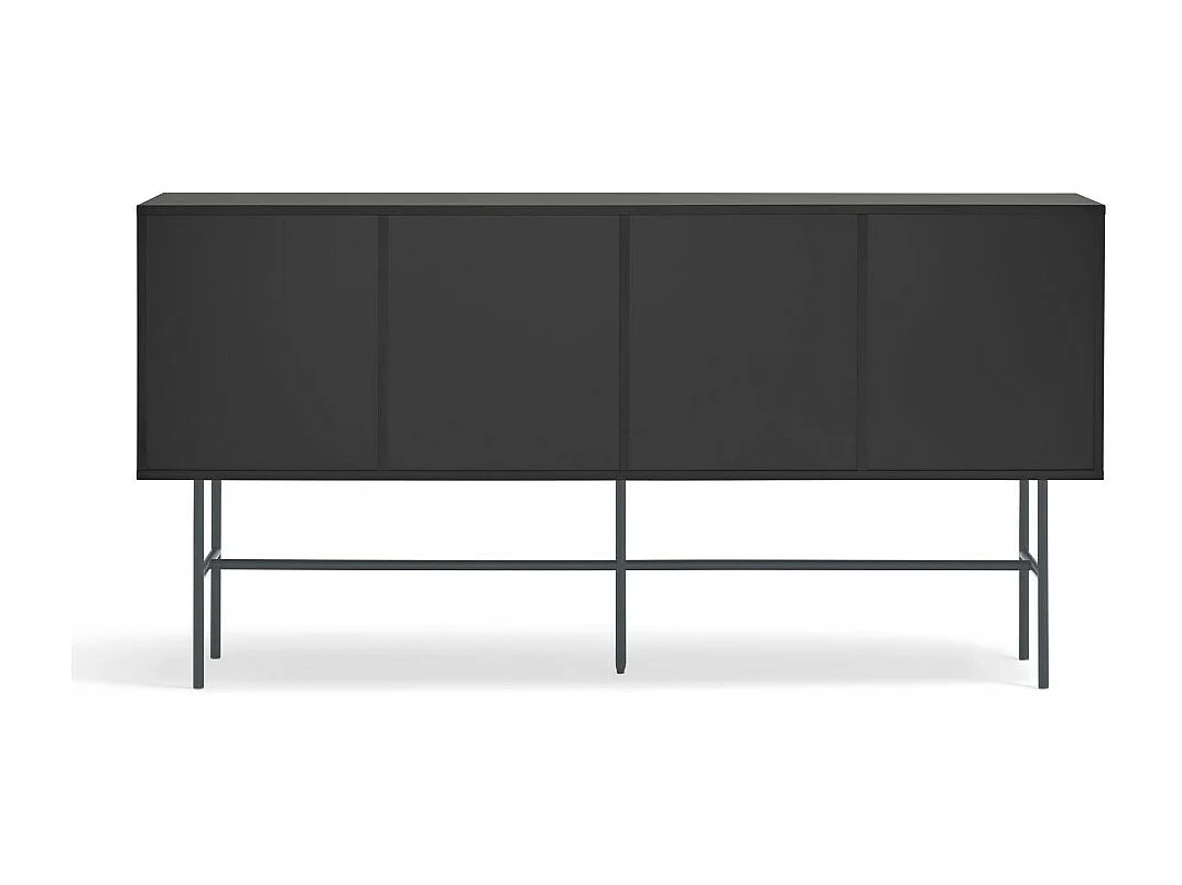 Nube - Buffet avec porte coulissante en bois L180cm - Gris et noir